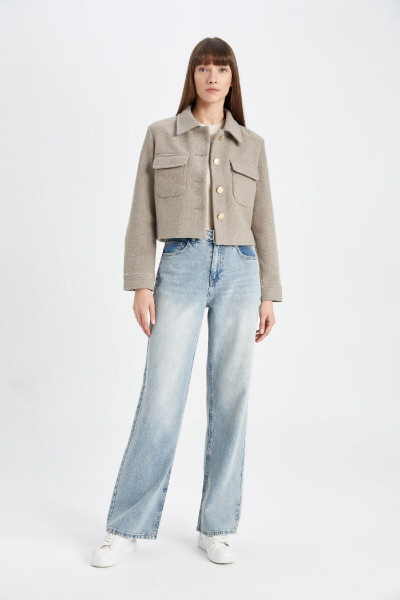 Regular Fit Polo Yaka Düğmeli Cepli Yünlü Kısa Kaşe Mont C9644ax24wn Regular Fit Polo Yaka Düğmeli Cepli Yünlü Kısa Kaşe Mont C9644ax24wn