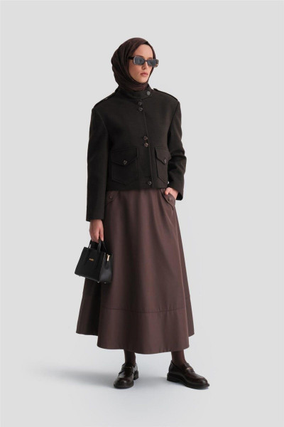 Kalın Dikişli Kloş Etek 24k1712 Acı Kahve Kalın Dikişli Kloş Etek 24k1712 Acı Kahve