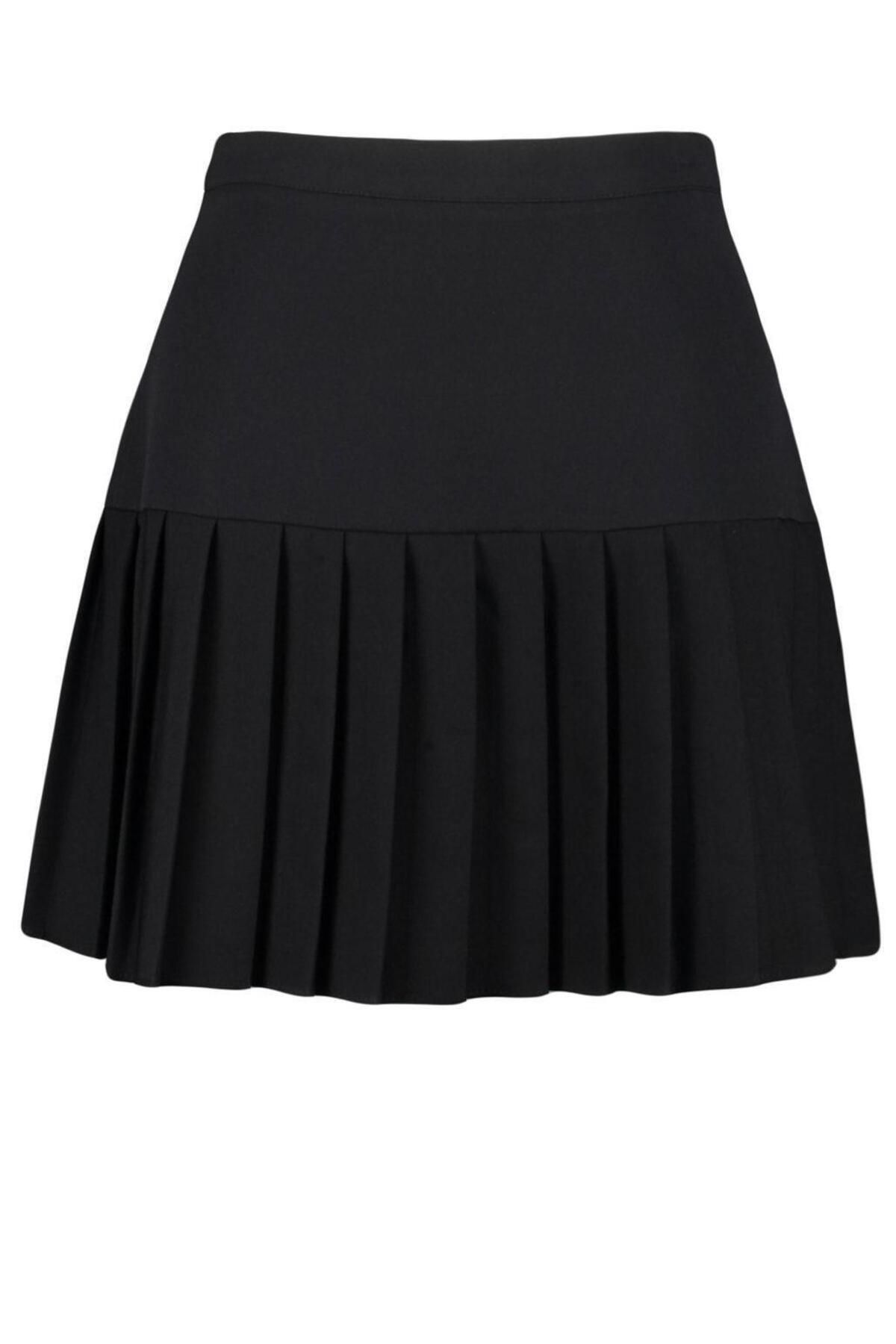 Moda Büyük Beden Regular Düz Desen Günlük Mini Boy Pilili Dokuma Etek Moda Büyük Beden Regular Düz Desen Günlük Mini Boy Pilili Dokuma Etek