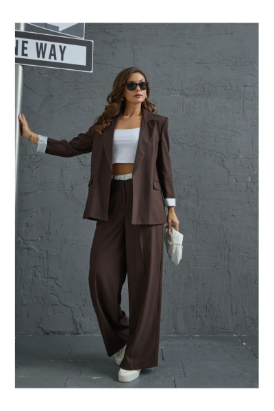 Kahve Kol Detaylı Blazer Ceket