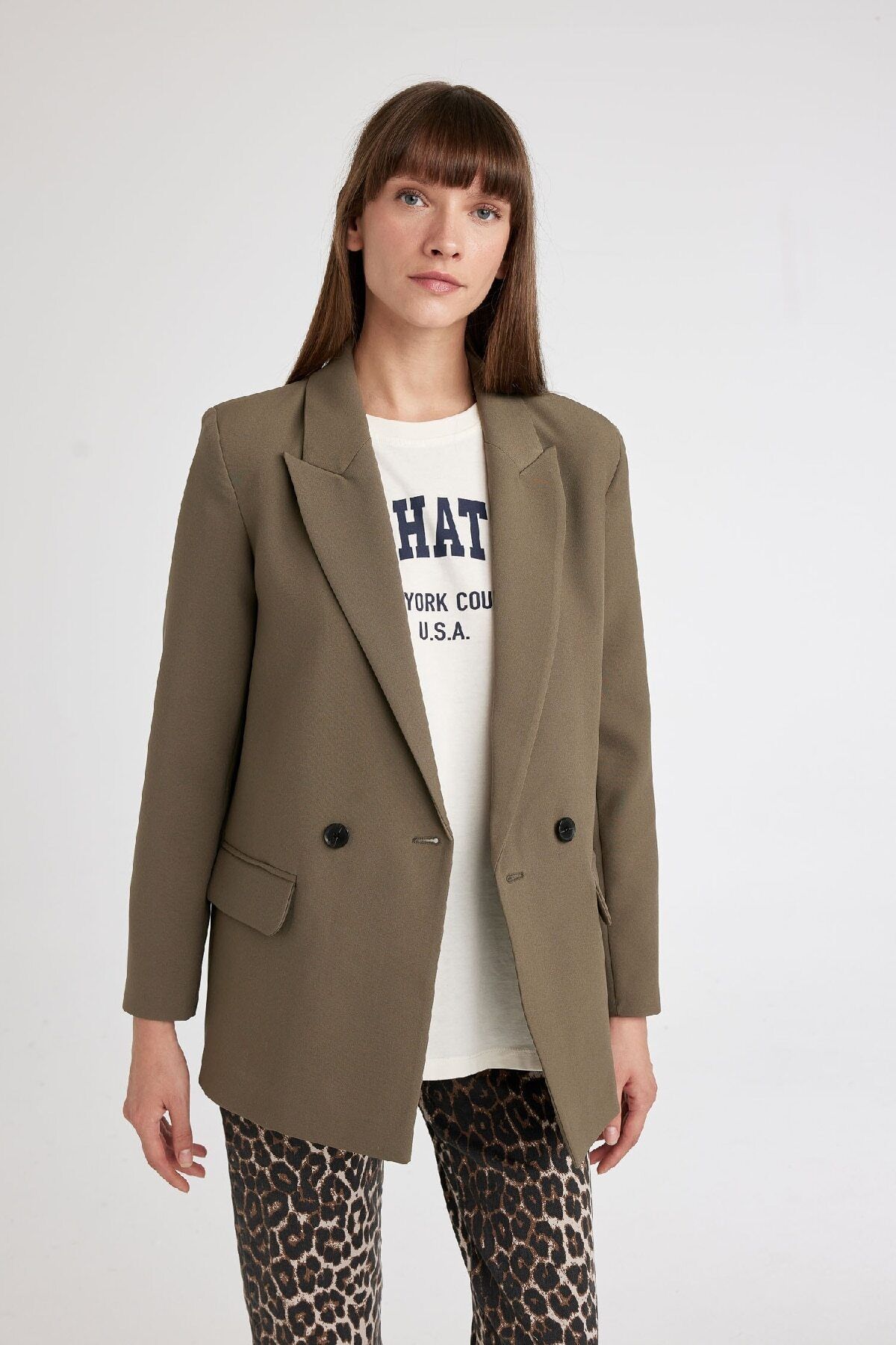 Oversize Geniş Kalıp Ceket Yaka Düğmeli Basic Düz Blazer Ceket C2457ax24au Oversize Geniş Kalıp Ceket Yaka Düğmeli Basic Düz Blazer Ceket C2457ax24au