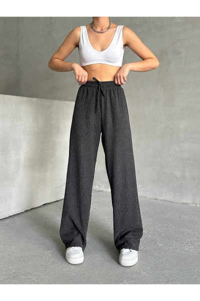 Kadın Siyah Bol Kesim Rustik Pantolon Kadın Siyah Bol Kesim Rustik Pantolon