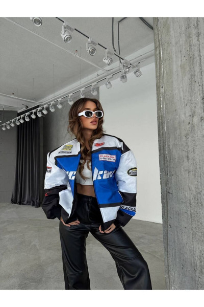 Unisex Oversize Blackair Baskılı Bomber Ceket