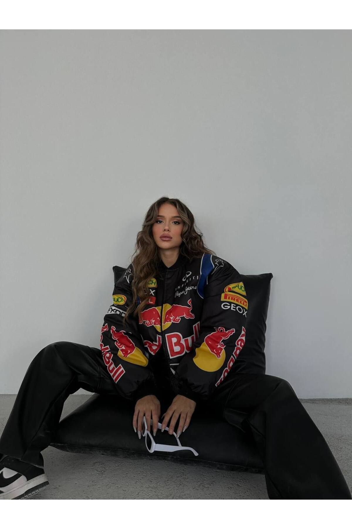Unisex Oversize Redbull Baskılı Bomber Ceket Unisex Oversize Redbull Baskılı Bomber Ceket