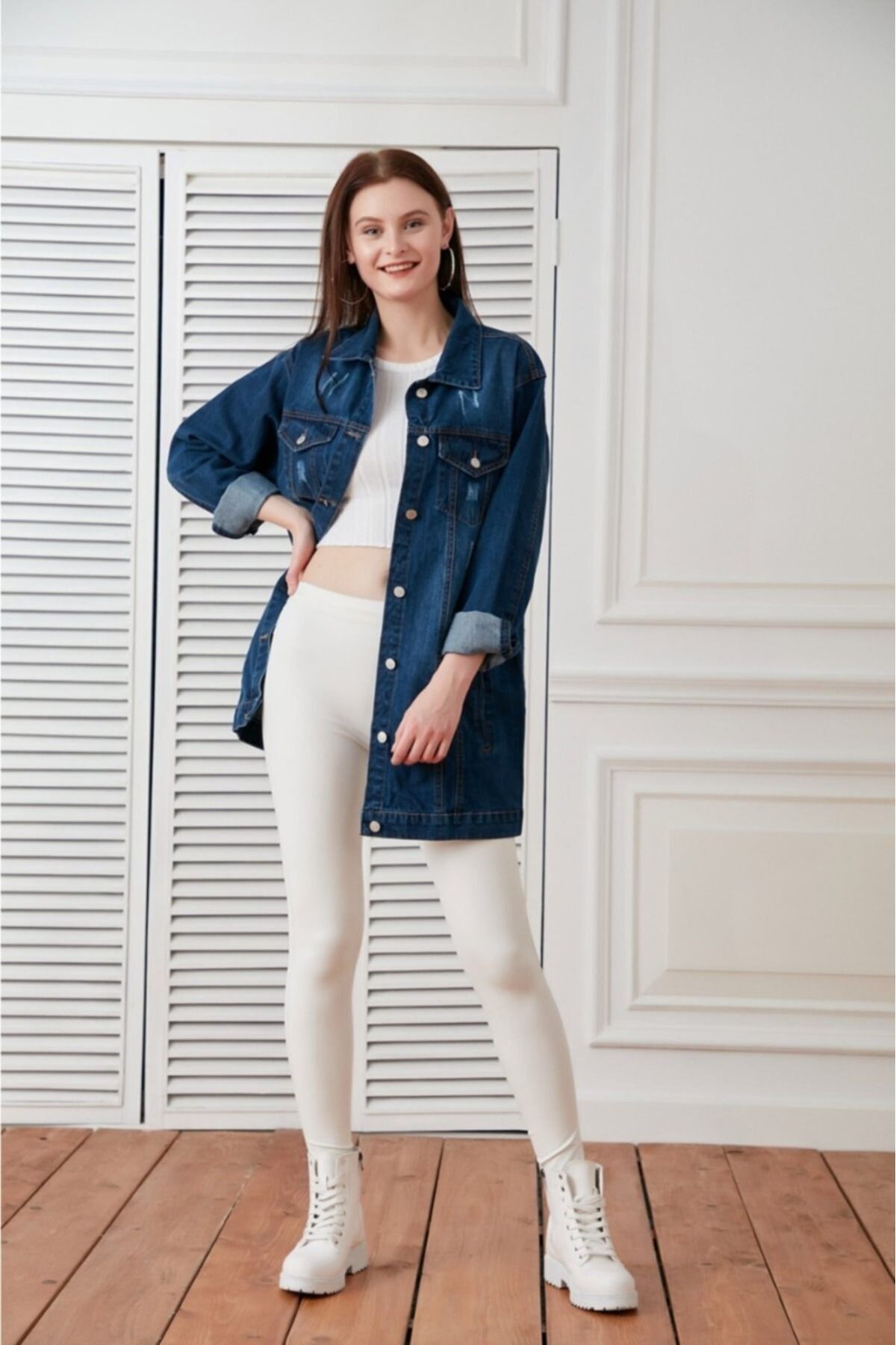Salaş Boyfrend Koyu Mavi Oversize Kot Ceket Salaş Boyfrend Koyu Mavi Oversize Kot Ceket