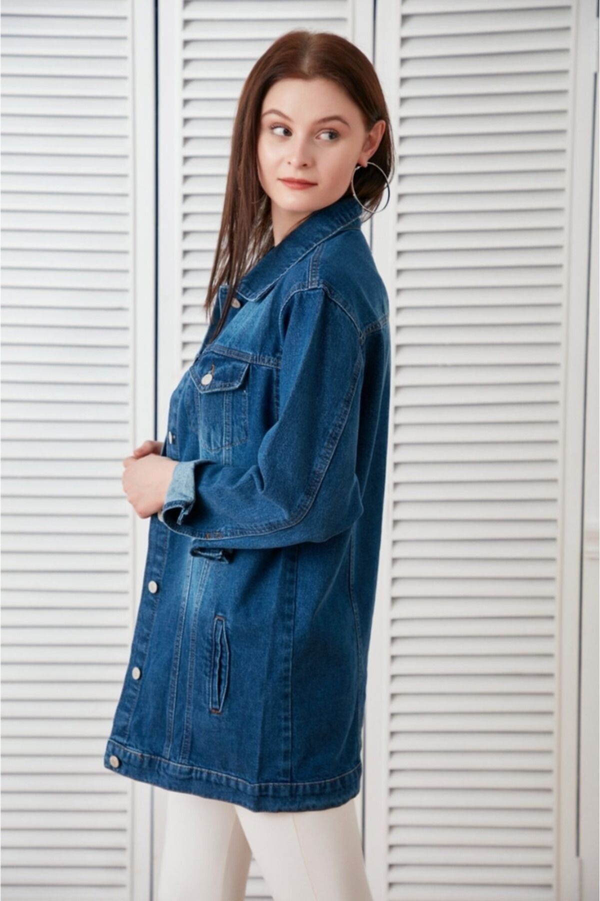 Salaş Boyfrend Koyu Mavi Oversize Kot Ceket Salaş Boyfrend Koyu Mavi Oversize Kot Ceket