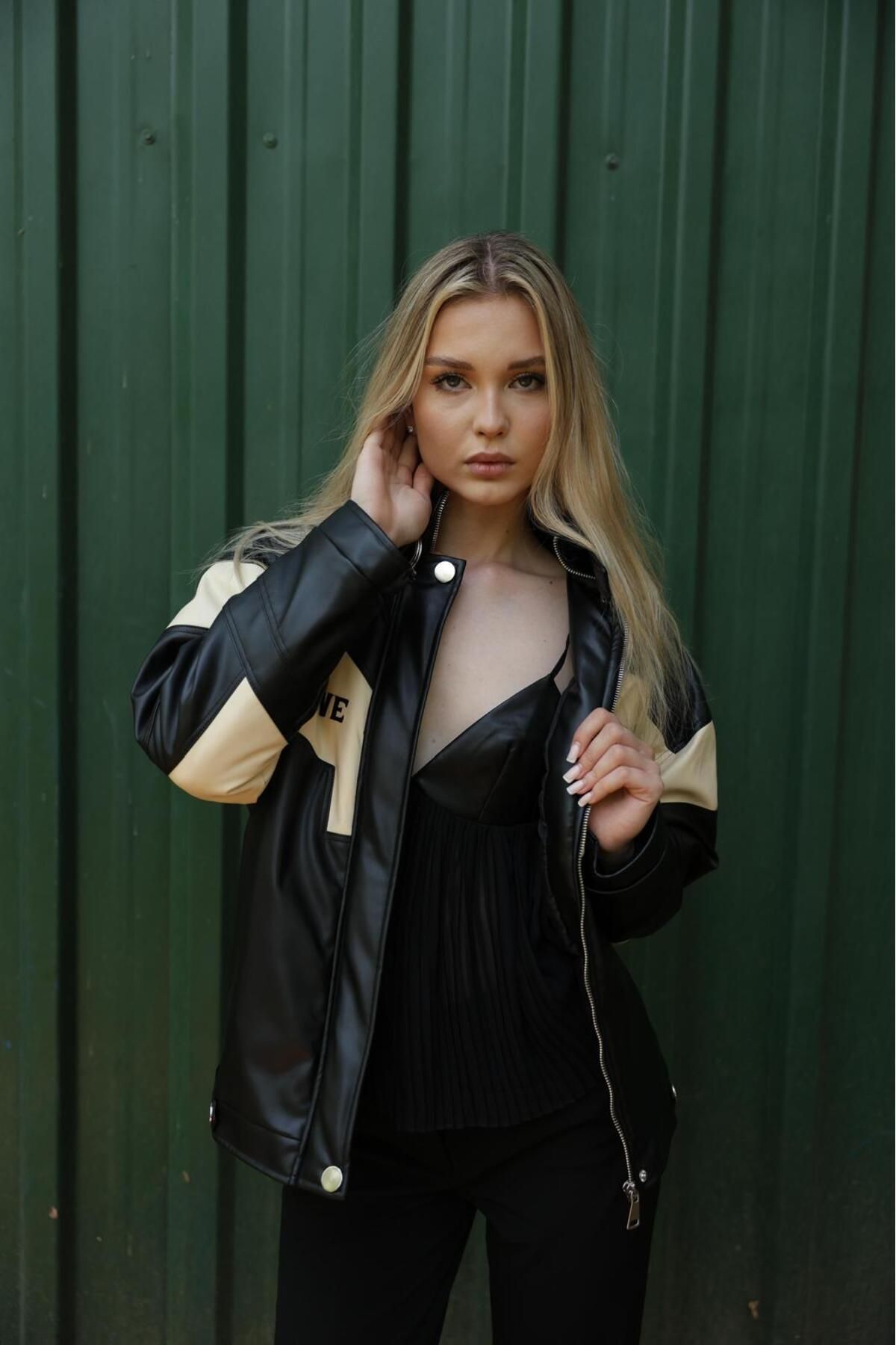 Unisex Oversize Deri Motorcu Ceketi