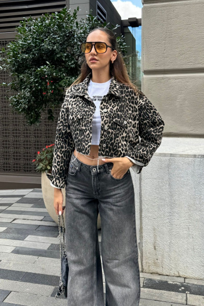 Leopar Midi Ceket Leopar Midi Ceket