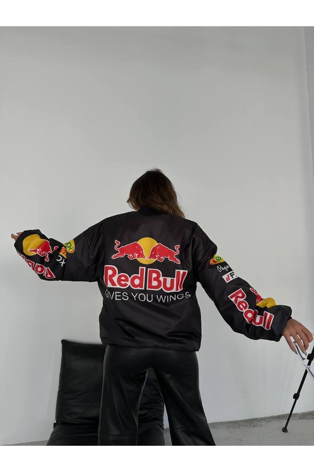Unisex Oversize Redbull Baskılı Bomber Ceket Unisex Oversize Redbull Baskılı Bomber Ceket