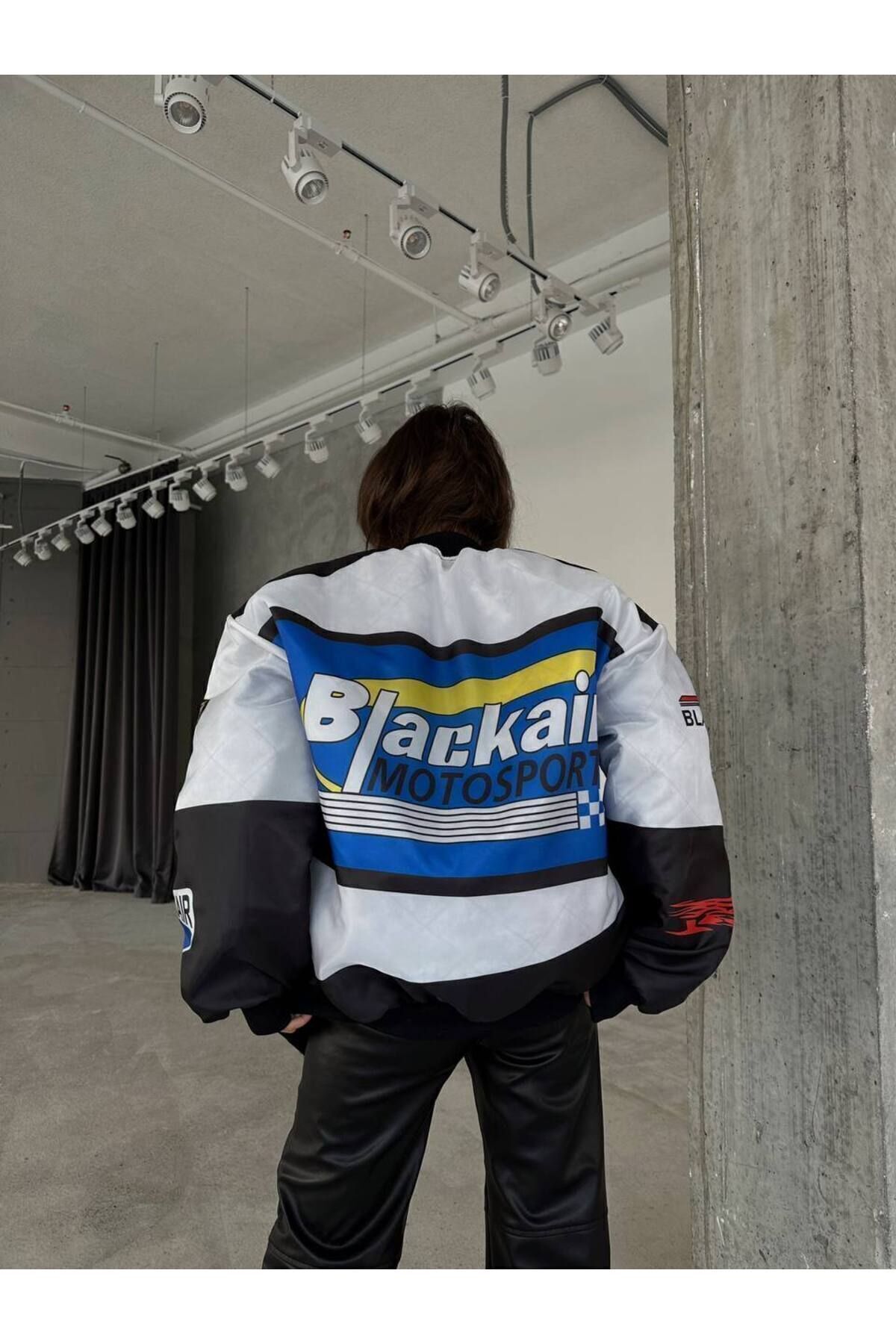 Unisex Oversize Blackair Baskılı Bomber Ceket Unisex Oversize Blackair Baskılı Bomber Ceket