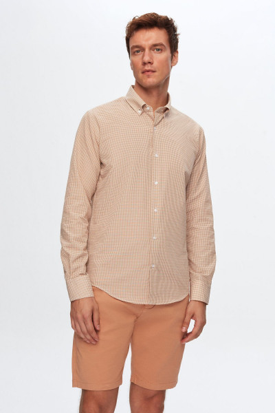 Slim Fit Bej Pötikare Gömlek