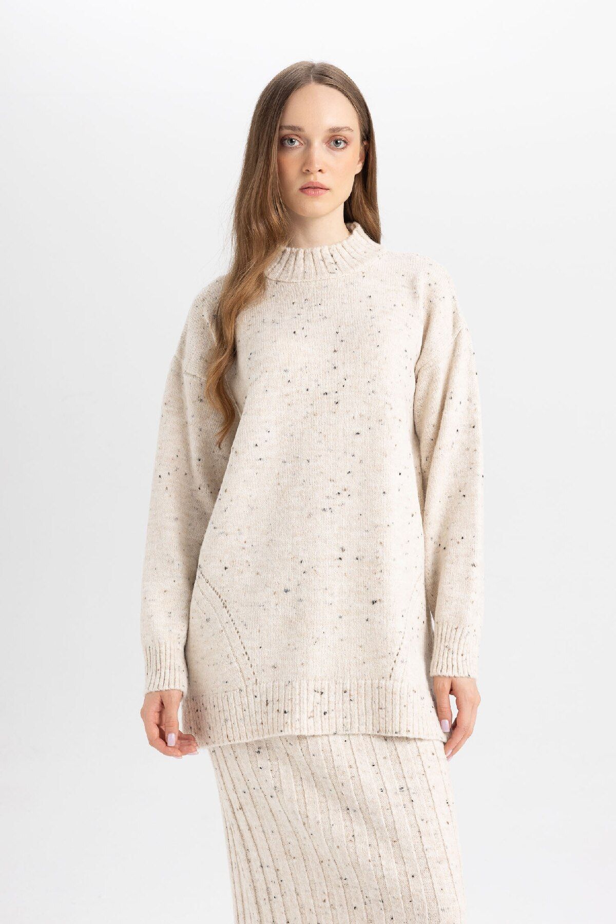 Relax Fit Yarım Balıkçı Yaka Nopeli Kumaş Kazak Tunik D7487ax24wn Relax Fit Yarım Balıkçı Yaka Nopeli Kumaş Kazak Tunik D7487ax24wn