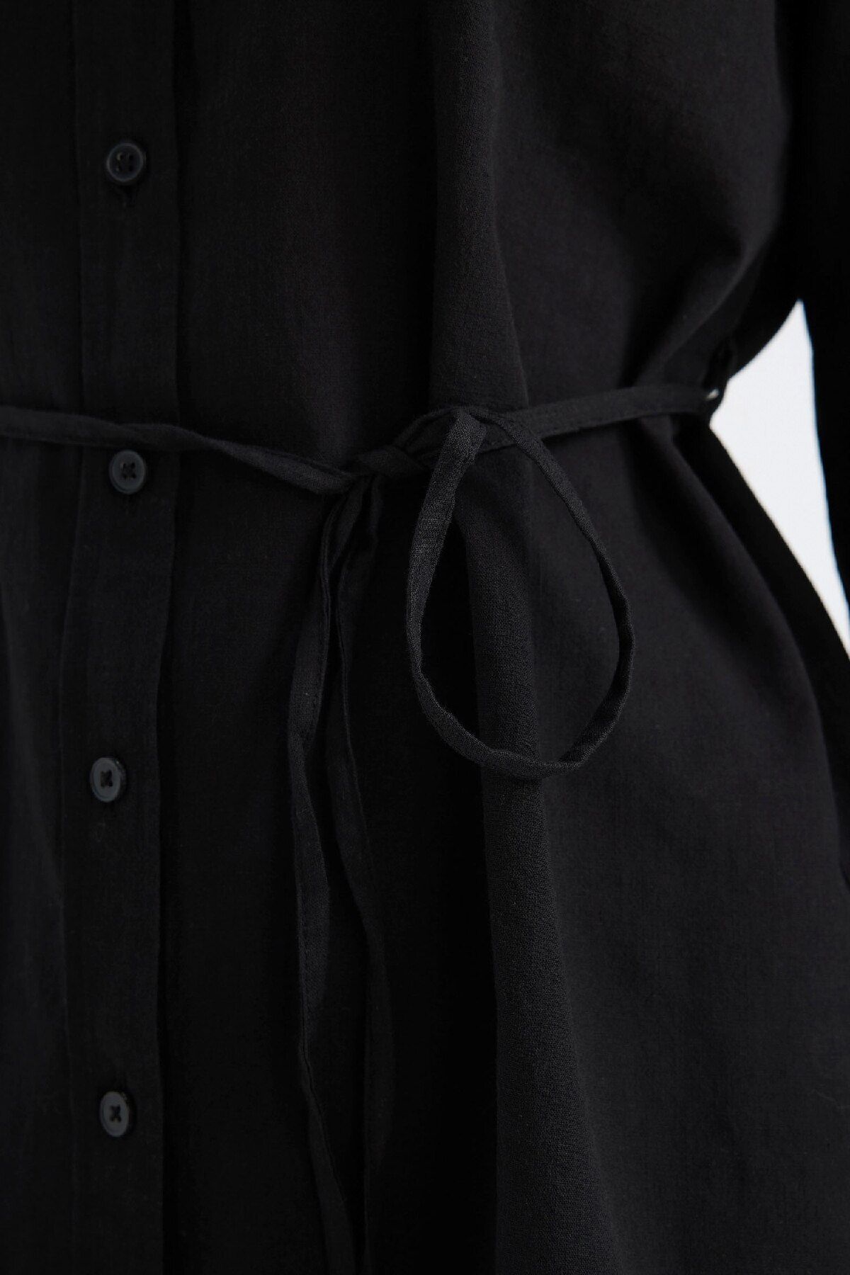 Regular Fit Poplin Basic Düz Uzun Kollu Siyah Gömlek Tunik D4160ax24au