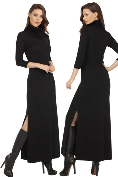 Kadın Siyah Yaka Ve Yırtmaç Detaylı Triko Elbise Gündüz&gece Şıklığı 19l6481 Kadın Siyah Yaka Ve Yırtmaç Detaylı Triko Elbise Gündüz&gece Şıklığı 19l6481