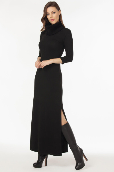 Kadın Siyah Yaka Ve Yırtmaç Detaylı Triko Elbise Gündüz&gece Şıklığı 19l6481 Kadın Siyah Yaka Ve Yırtmaç Detaylı Triko Elbise Gündüz&gece Şıklığı 19l6481