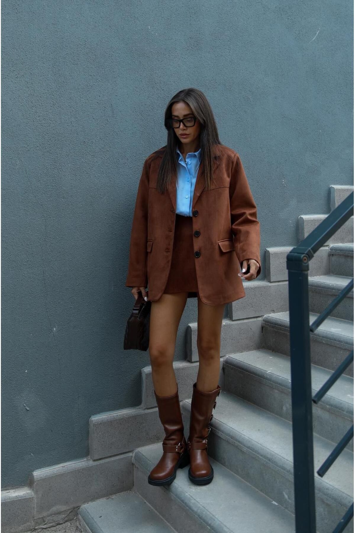 Taba Franco Süet Blazer Ceket Taba Franco Süet Blazer Ceket