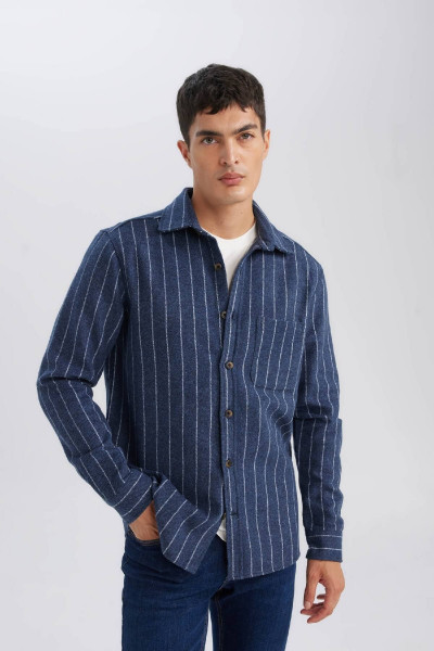 Lacivert Regular Fit Normal Kesim Polo Yaka Çizgili Oduncu Uzun Kollu Gömlek A8031ax24au Lacivert Regular Fit Normal Kesim Polo Yaka Çizgili Oduncu Uzun Kollu Gömlek A8031ax24au