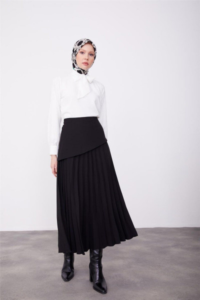 Korsajlı Etek 23k1512 Siyah