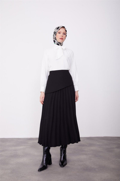 Korsajlı Etek 23k1512 Siyah