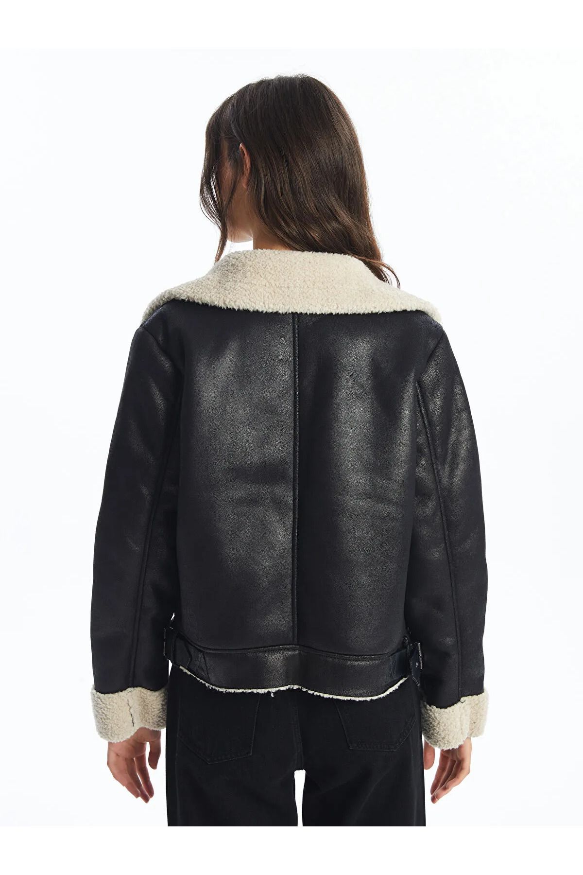 Vision Yeni Siyah Biker Yaka Kadın Süet Görünümlü Mont Vision Yeni Siyah Biker Yaka Kadın Süet Görünümlü Mont