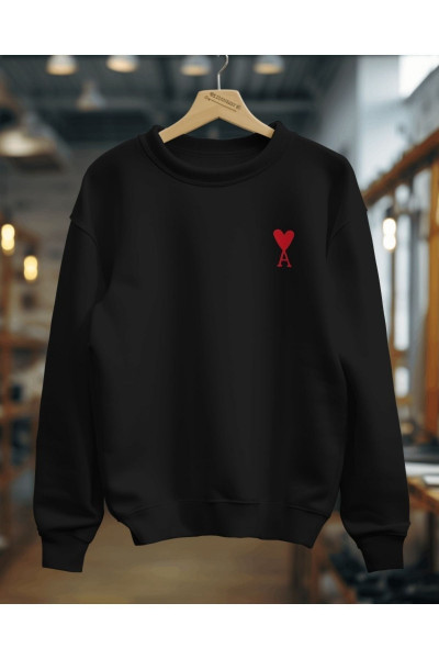 Unisex Ami  Baskılı Oversize Bisiklet Yaka %100 Pamuk Sweatshirt Hoodie Unisex Ami  Baskılı Oversize Bisiklet Yaka %100 Pamuk Sweatshirt Hoodie