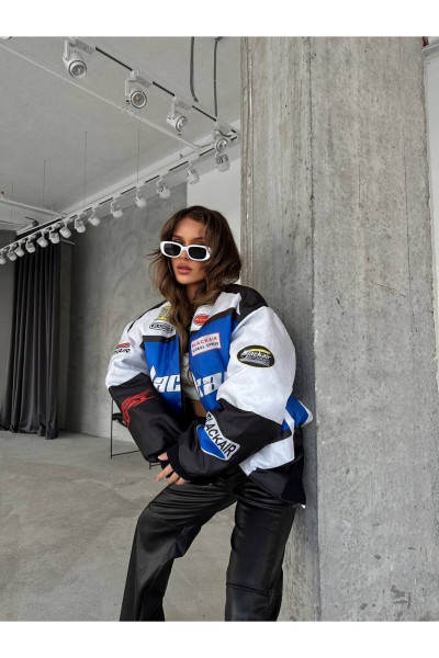 Unisex Oversize Blackair Baskılı Bomber Ceket