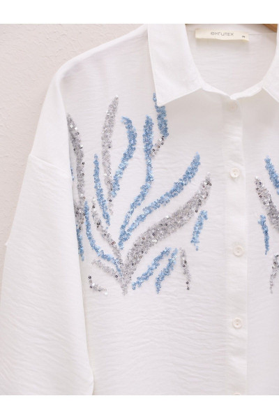 Önü Pul Payetli Uzun Gömlek