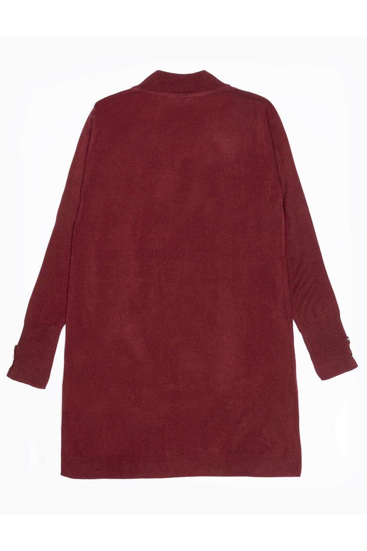 Balıkçı Yaka Basic Triko Tunik Bordo