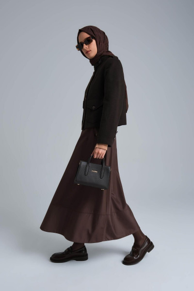 Kalın Dikişli Kloş Etek 24k1712 Acı Kahve Kalın Dikişli Kloş Etek 24k1712 Acı Kahve