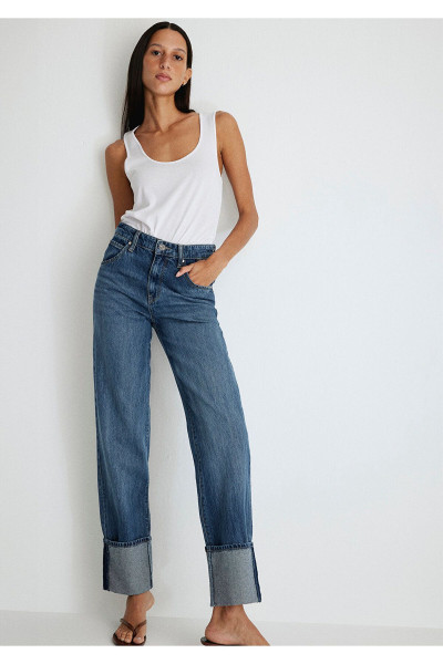 Savannah Cuffed Iconic Puslu Koyu Mavi Jean Pantolon 1010640-87927