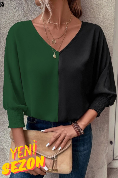 Kadın V Yakalı Sandy Bluz