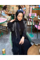 Kadın Taş İşlemeli Abaya Takım - Siyah l Kadın Taş İşlemeli Abaya Takım - Siyah l