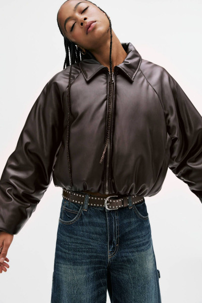 Suni deri bomber ceket Suni deri bomber ceket