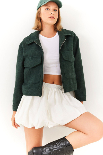 Kadın Yumuşak Kaşe Crop Ceket MBMS013 60501013 Kadın Yumuşak Kaşe Crop Ceket MBMS013 60501013