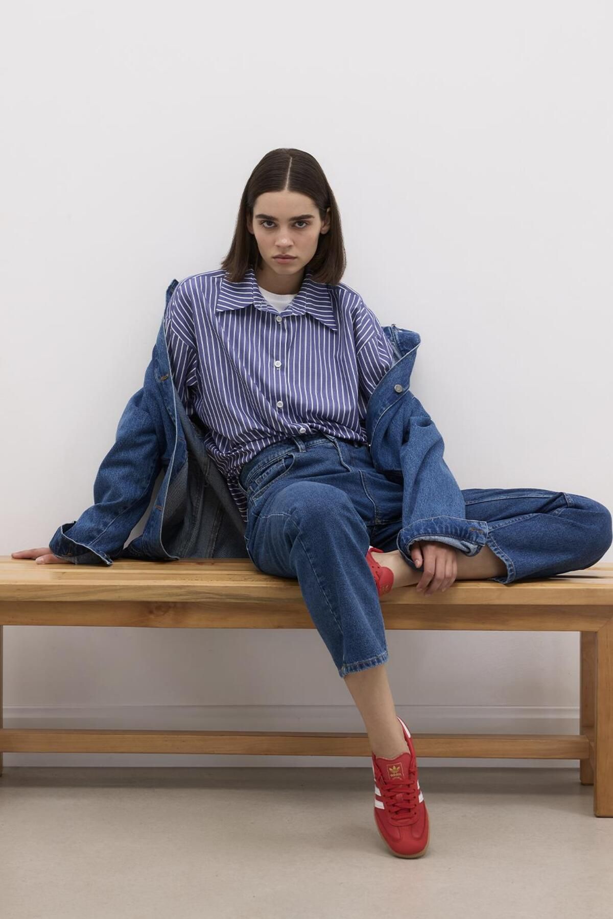 Oversize Kot Ceket Orta Mavi Oversize Kot Ceket Orta Mavi