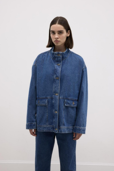 Oversize Kot Ceket Orta Mavi Oversize Kot Ceket Orta Mavi