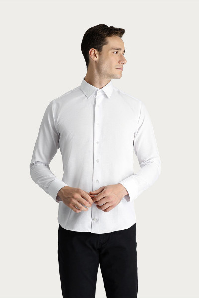 Uzun Kol Slim Fit Dar Kesim Desenli Klasik Pamuklu Gömlek Uzun Kol Slim Fit Dar Kesim Desenli Klasik Pamuklu Gömlek