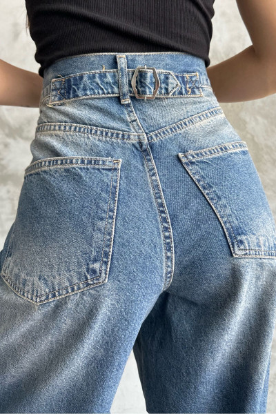Toka Detaylı Bol Kesim Geniş Paça Rahat Baggy Jean Pantolon Toka Detaylı Bol Kesim Geniş Paça Rahat Baggy Jean Pantolon