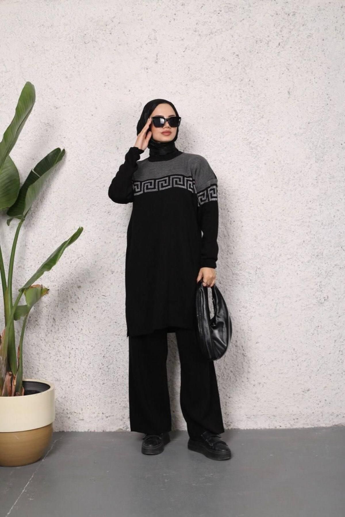 Simli Triko Tunik Pantolon Takım Simli Triko Tunik Pantolon Takım
