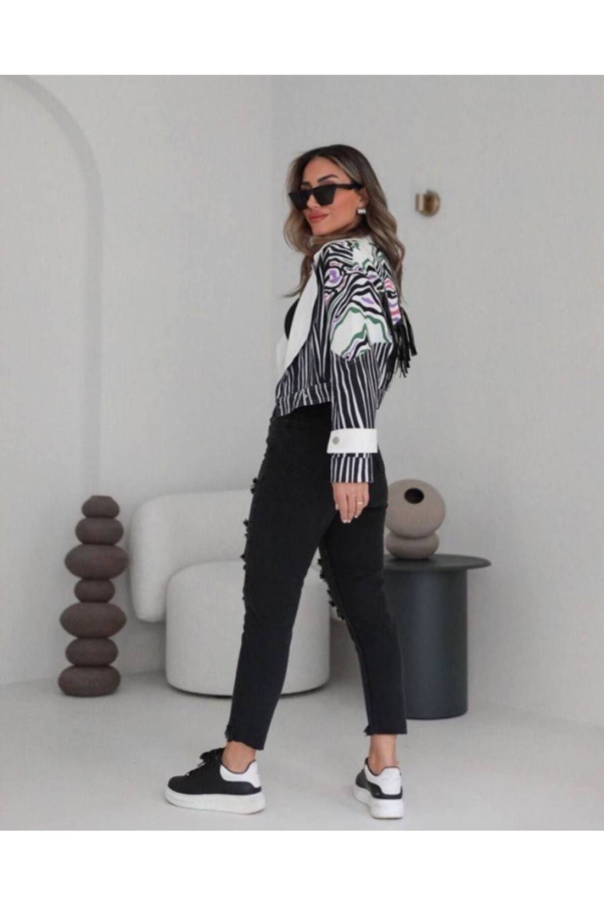 ZEBRA DESENLİ İNCE KOT CEKET ZEBRA DESENLİ İNCE KOT CEKET