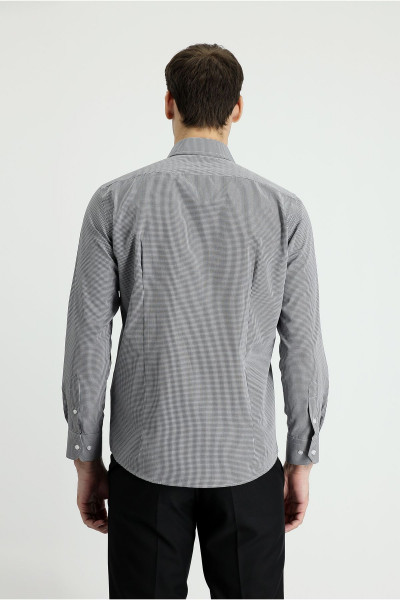 Uzun Kol Slim Fit Dar Kesim Desenli Pamuklu Gömlek Uzun Kol Slim Fit Dar Kesim Desenli Pamuklu Gömlek