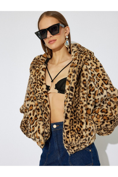 X Zeynep Bastık - Leopar Peluş Ceket Kapüşonlu Cepli X Zeynep Bastık - Leopar Peluş Ceket Kapüşonlu Cepli
