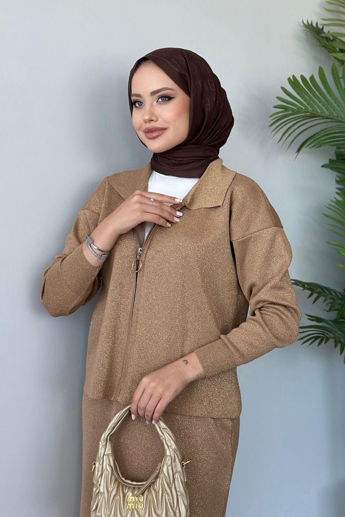 Sindirella Etekli Triko Takım Camel Sindirella Etekli Triko Takım Camel