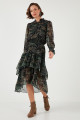 Regular Fit Yaka Detaylı Volanlı Şifon Midi Elbise ELBİSE 611EL1448 Regular Fit Yaka Detaylı Volanlı Şifon Midi Elbise ELBİSE 611EL1448