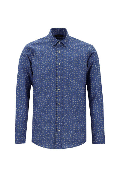 Uzun Kol Slim Fit Dar Kesim Baskılı Pamuk Gömlek Uzun Kol Slim Fit Dar Kesim Baskılı Pamuk Gömlek
