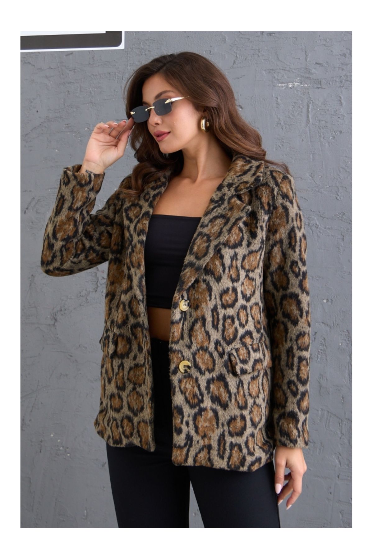 Leopar Kemerli Premium Kaşe Ceket Leopar Kemerli Premium Kaşe Ceket
