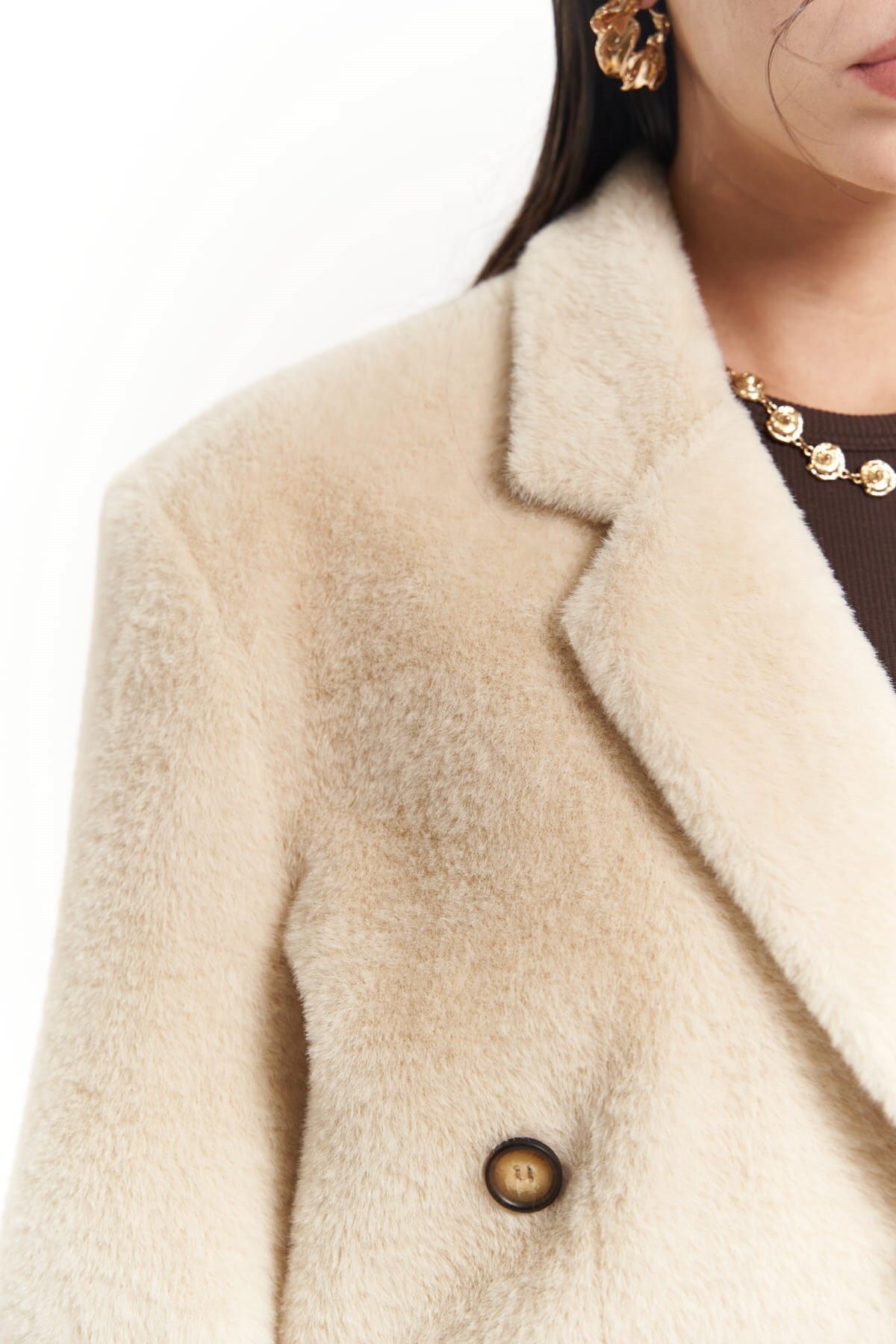 Mai Collection Marisol Yaka Detay Bej Blazer Mai Collection Marisol Yaka Detay Bej Blazer