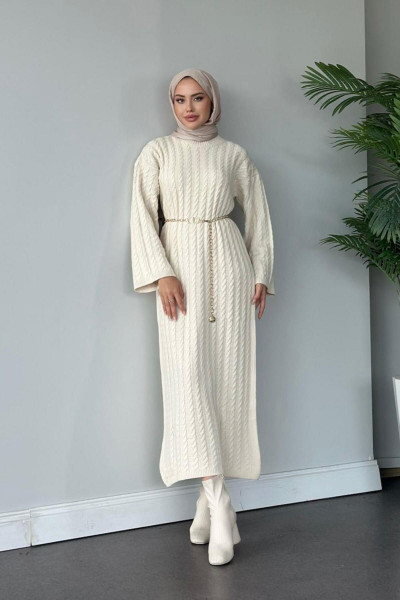 Şura Triko Elbise Ekru Şura Triko Elbise Ekru