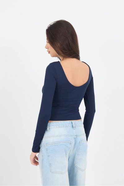 Sırt Dekolteli Uzun Kollu Bluz B13327-İ1 Sırt Dekolteli Uzun Kollu Bluz B13327-İ1