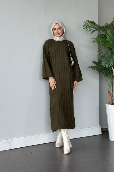 Şura Triko Elbise Haki Şura Triko Elbise Haki